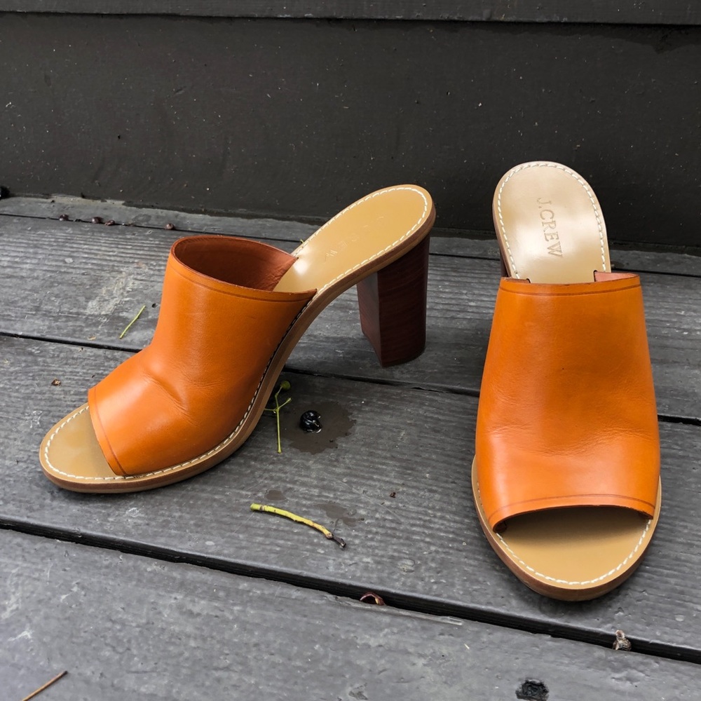 J. Crew Leather Heeled Mules